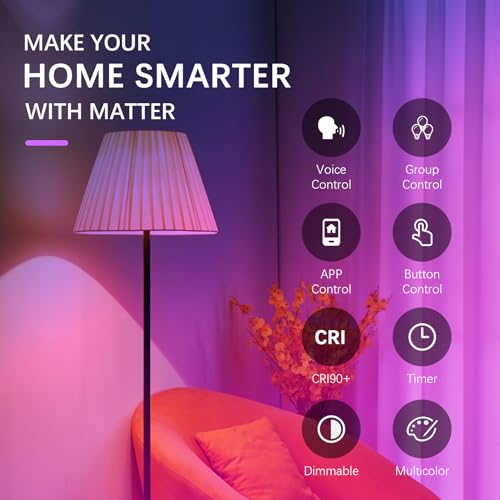 Smart Color Changing Light Bulb, WiFi Compatible with Alexa/Google Home/Apple Home, Hub Required, A19 E26, 1 Pack