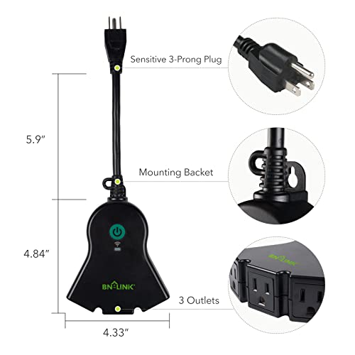 BN-LINK WiFi Outdoor Outlet with Timer, Alexa & Google Assistant Compatible (2.4 GHz)