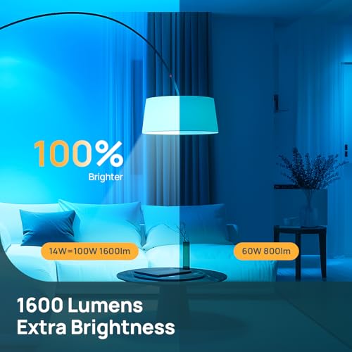 Linkind Smart 1600LM LED Bulbs - Alexa & Google Home Compatible, RGBTW Music Sync, 2-Pack