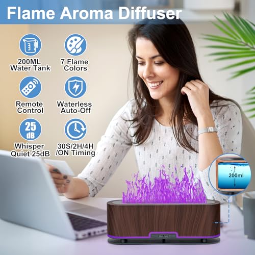 Colorful 200ML Essential Oil Diffuser with Timer & Auto-Off for Home, Office, and Yoga (Deep Brown)