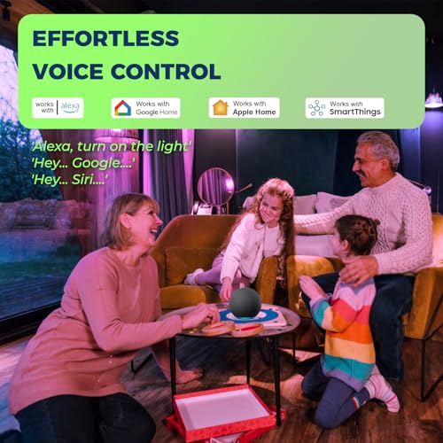 Smart Wi-Fi RGB Color Changing Light Bulbs Compatible with Alexa/Google Home/Siri, 4-Pack 800LM 9W A19 E26 Bulbs