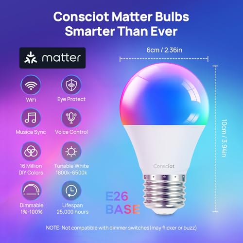 Smart Light Bulbs Compatible with Alexa/Google Home/Siri, RGBTW Color Changing LED Bulb, 2 Pack