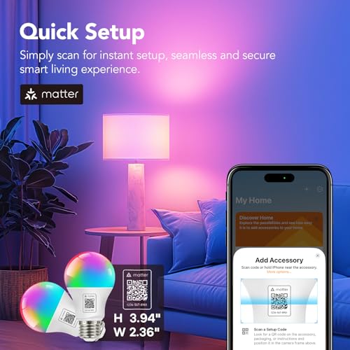 OREiN Smart Light Bulbs for Apple Home, Alexa, Google Home - 2 Pack