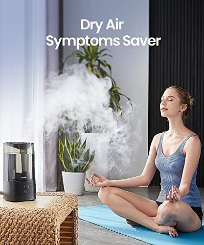 Quiet Ultrasonic Humidifier for Bedroom with 360° Nozzle and Auto Shut-Off, Black